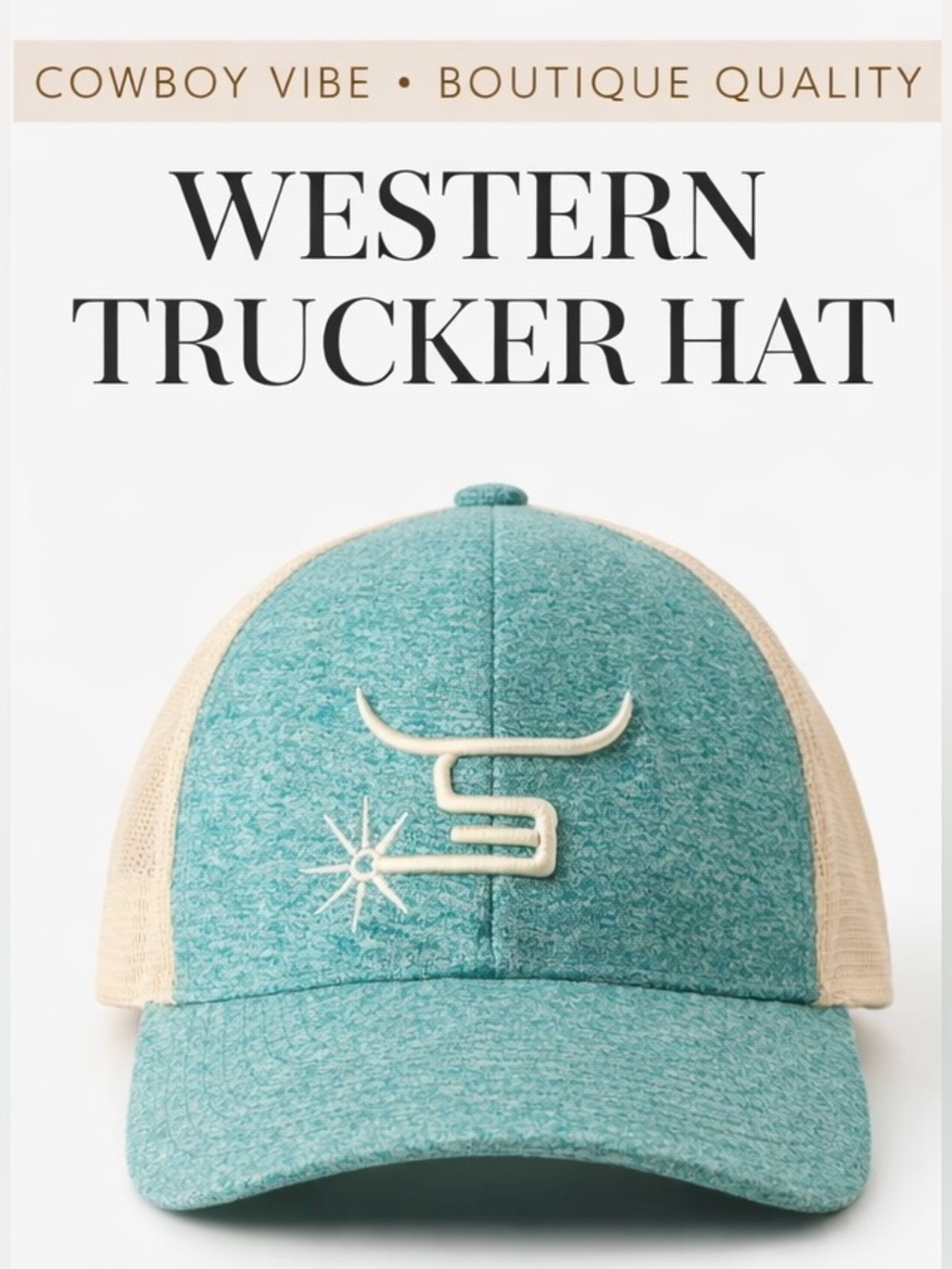 Vintage Western Turquoise Trucker Hat Snapback Mesh Richardson Cowboy Rodeo Cap